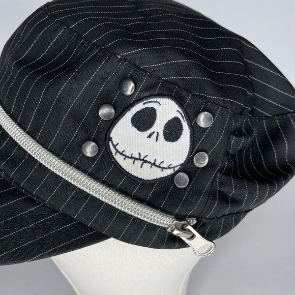 Disney Nightmare Before Christmas Zipper Pocket Black Pinstripe Jack Hat - Picture 5 of 12